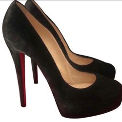CHRISTIAN LOUBOUTIN BIANCA ZIP SUEDE PUMPS