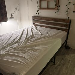 Platform Rustic Wood Bed Frame 