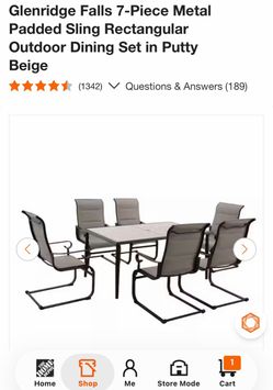 Glenridge Falls 7-Piece Metal Padded Sling Rectangular Outdoor Dining Set in Putty Beige