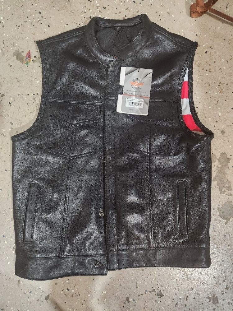 Black Leather Motorcycle Vest