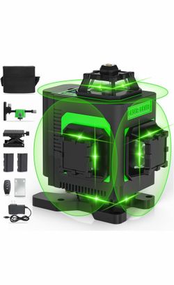 Housolution Nivel láser, láser de línea cruzada 4D 4D de 4 x 360 ° para construcción y colgar imágenes, 130 pies, 16 niveles láser verde 360 autonivel