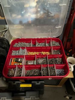 Box of assorted nails and screws