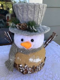 Snowman Tree Topper Center Piece Christmas Mantel Winter Holiday Decor
