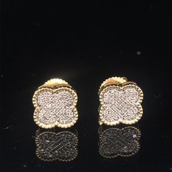 10KT Yellow Gold Diamond Clover Earrings 1.60g .2CTW 183487
