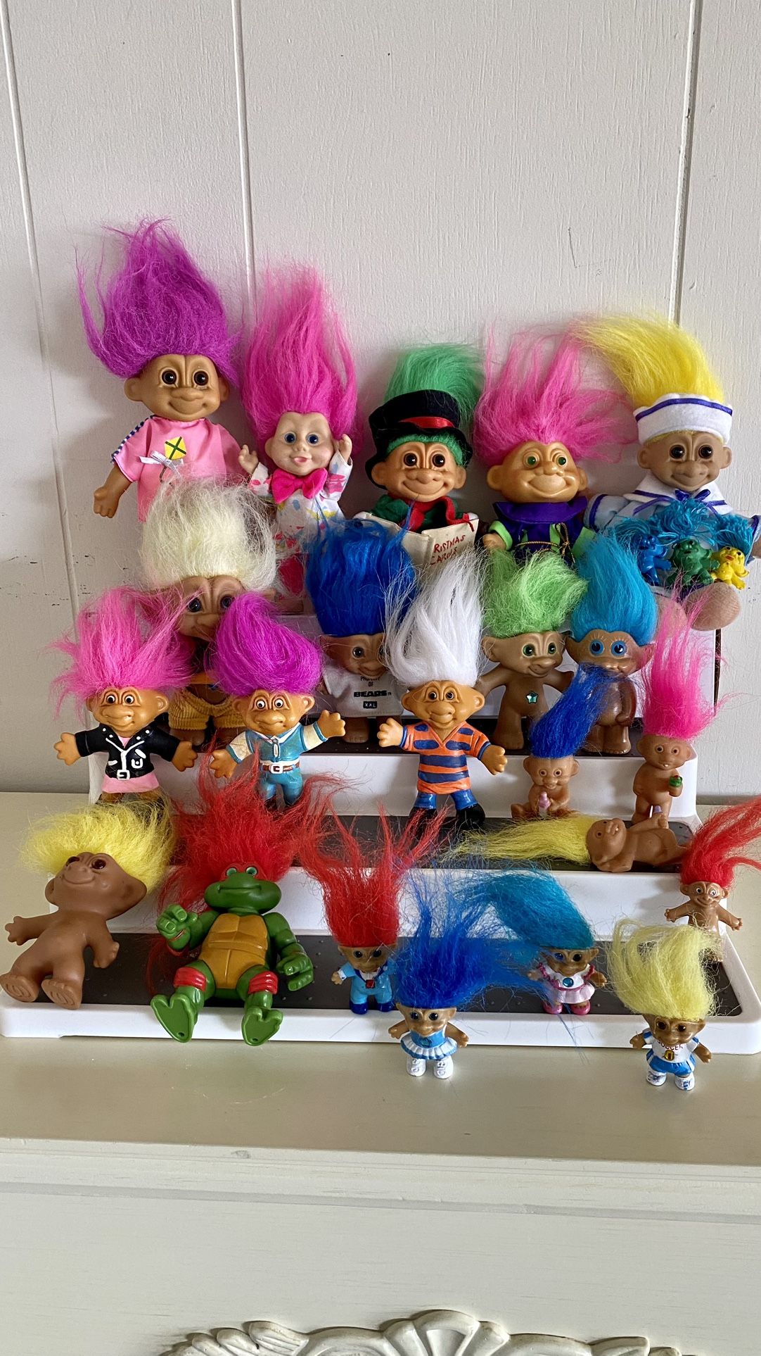 Vintage Trolls lot~25 Russ~Norfin~Ace~Toymax~Applause~Ninja Turtle~Uneeda~Creata~Topps