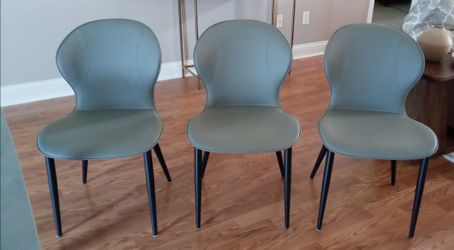 3 Leather Gray Chairs