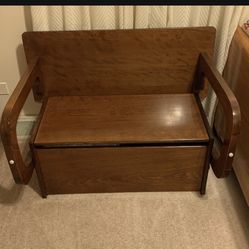 3 In 1. Desk Flips Into Bench ,Storage, Table