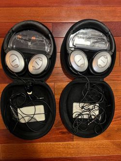 2 BOSE Quiet Comfort 15 QC15 Noise Cancelling Headphones With Case & Wires