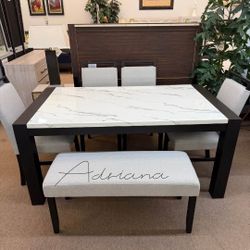 Gorgeous 6-Pc Jules Faux Marble Dining Set 