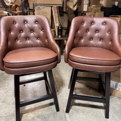 Set Of 2, Swivel Counter Height Bar Stools