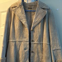 Guess Leather Coat with faux fur lining