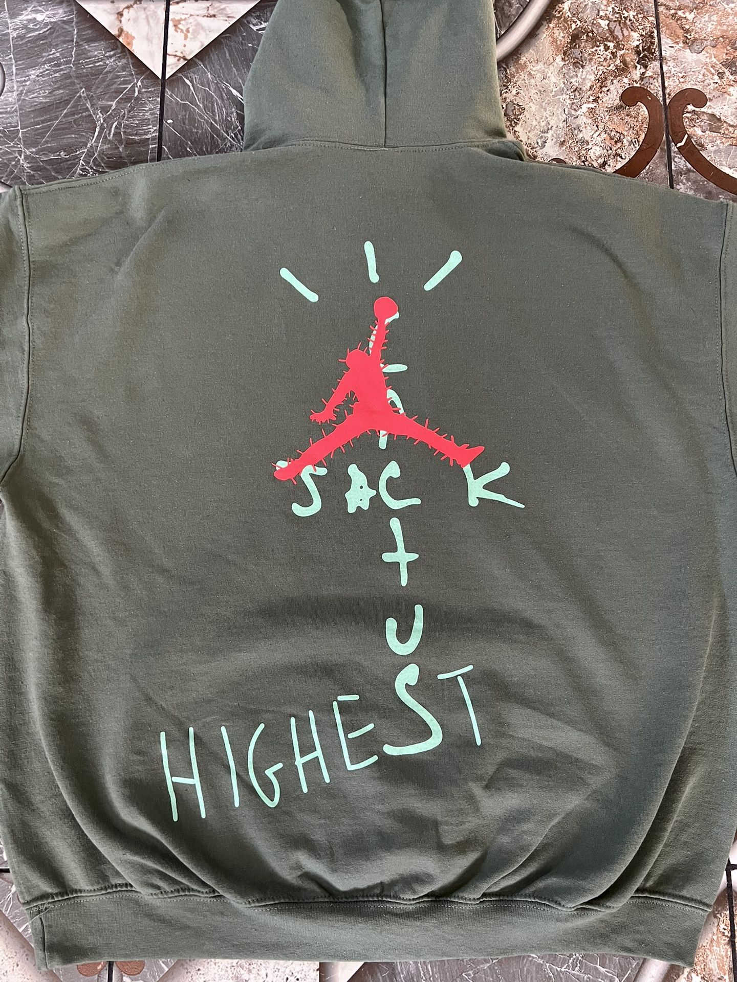 Travis scott jordan cactus jack highest hoodie olive hotsell