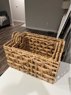 Set of 3 Woven Storage Baskets – Excellent Condition