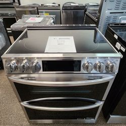 7.3 Cu Ft Smart Double Oven Slide In Electric Range With Probake And Instaview 