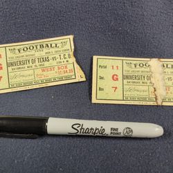 Vintage College Football Ticket Stubs, Texas vs. TCU, Nov 15, 1952