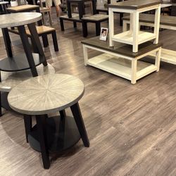 Cocktail table and two end tables three-piece groups from $200 up to $600 for three-piece groups