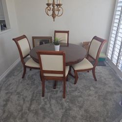 Round Dining Room Table With Leaf Six Chairs$350  brand new glass and metal table $80