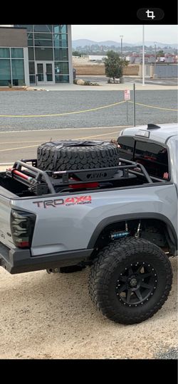 Off-road Toyota Tacoma spare tire rack