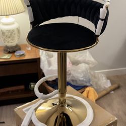 Black Velvet Gold Adjustable Bar Stools 