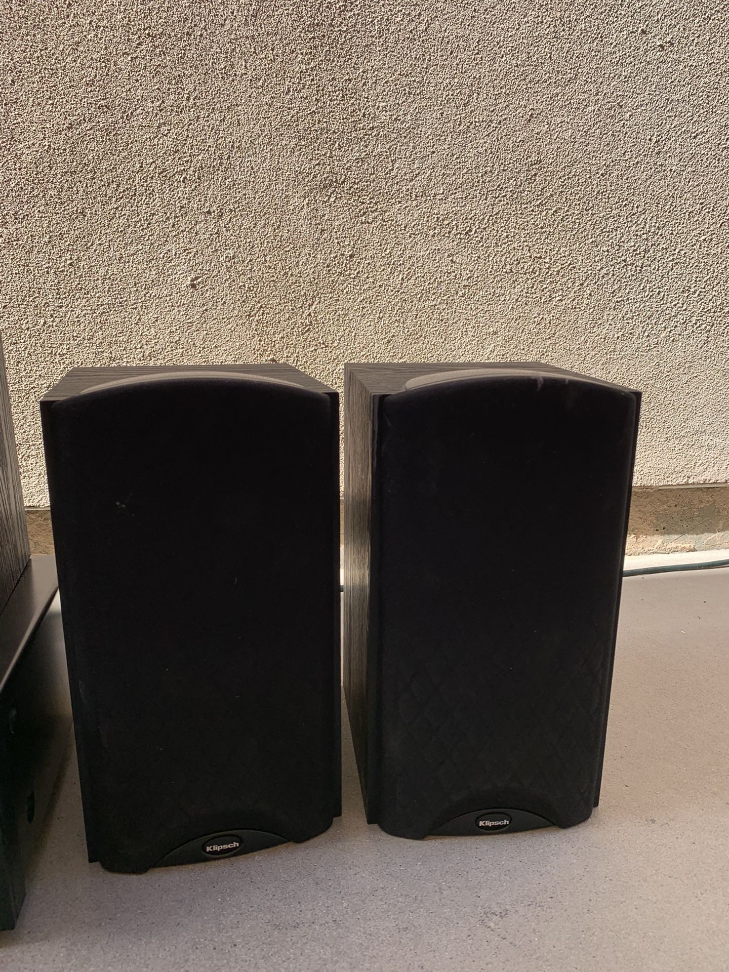 Klipsch speakers, wall mounts and Onkyo receiver