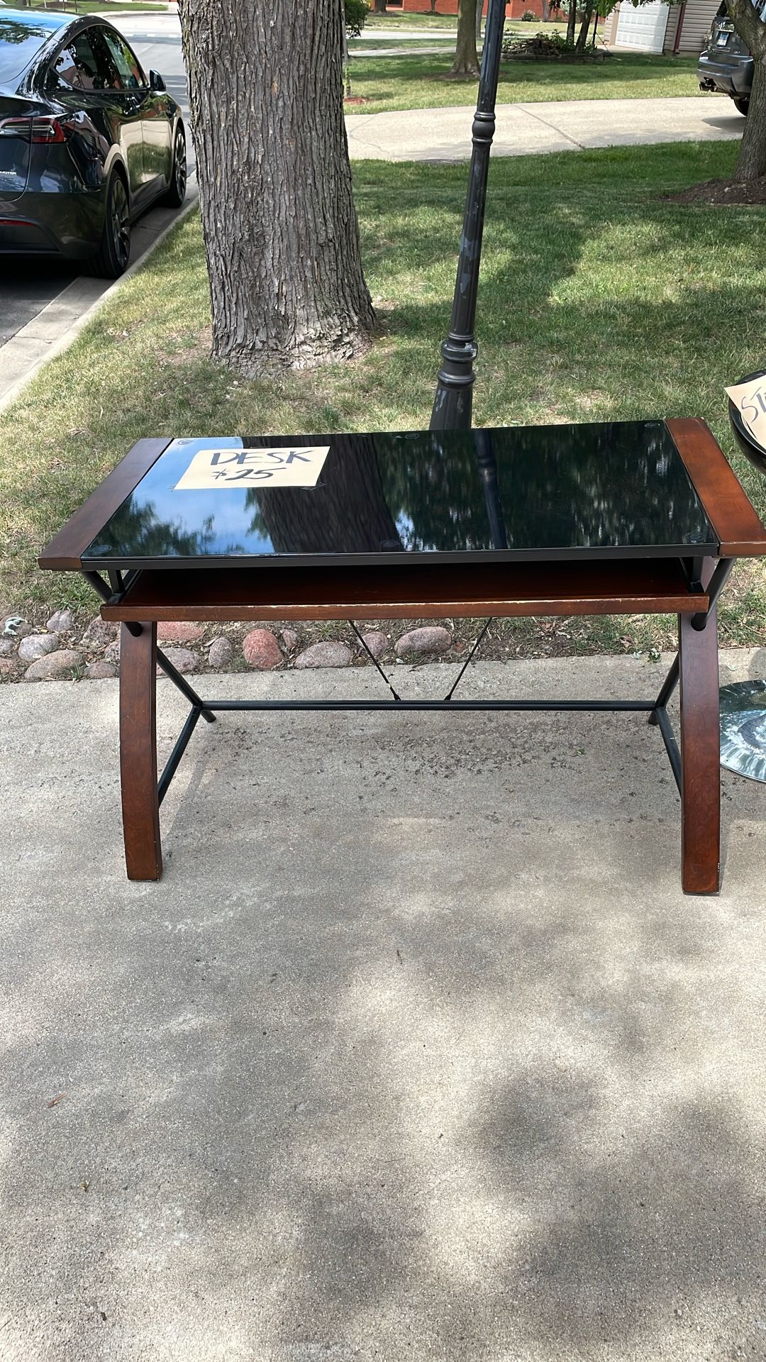 Wooden and glass desk
