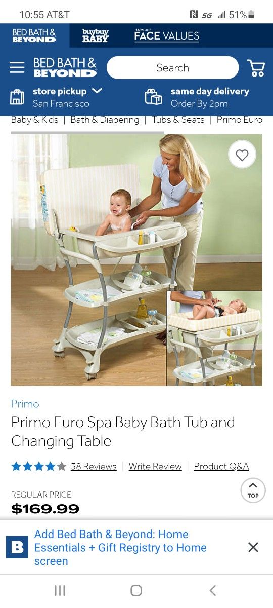 Primo Euro Spa Baby Tub And Changing Table 