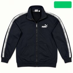 Puma Black Logo Tape Full Zip Track Jacket Size M