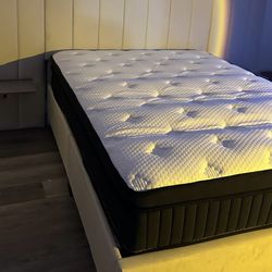 Full size bed frame with 2 desk on the side