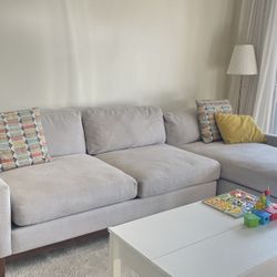 Besom Grey Chenille 2-Piece Sectional Sofa – 112” – Right Chaise