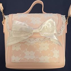 Pink Lace And Bow Bag