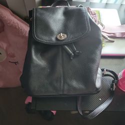 Black Leather Coach Backpack