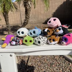 Lot Of 10 Miniature Ty Stuffed Animals 