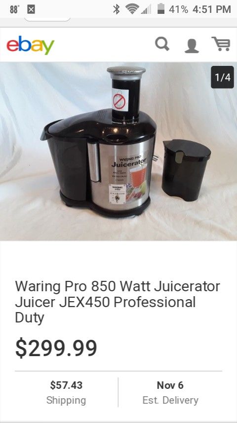 ****NEW**** Waring Pro 850 Watt Juicerator Juicer JEX450 Professional