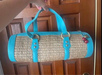Rare 2005 Y2K Juicy Couture Woven Straw Wicker Barrel Purse w/ Cherry Charm