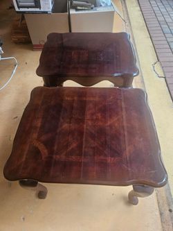 Queen Anne Style Cherry End Tables (Pair)