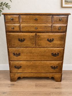 Vintage Solid Maple Tall Dresser / Chest of Drawers – Colonial