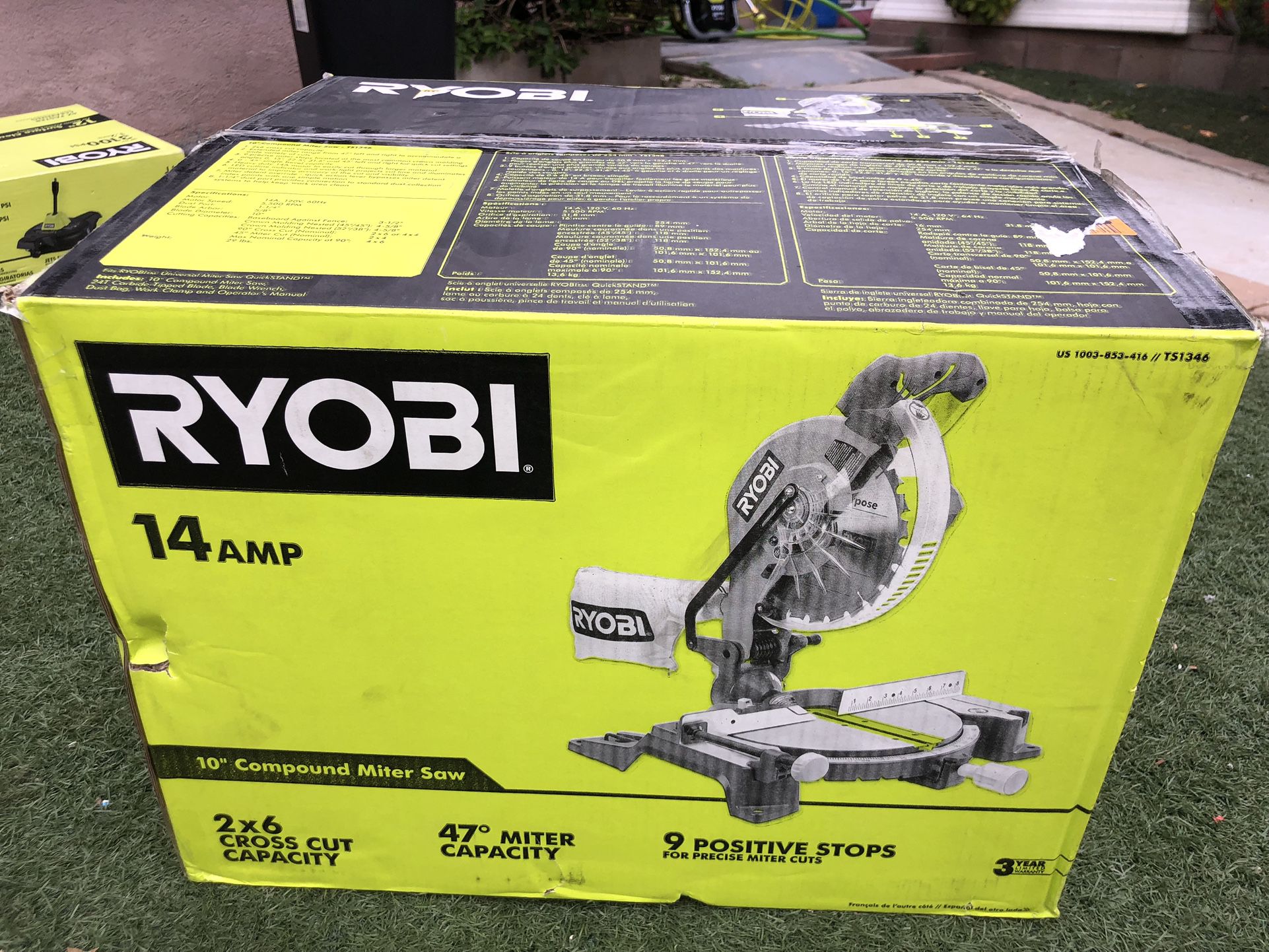 RYOBI 14 Amp Corded 10 in. Compound Miter Saw with LED Cutline Indicator $100 