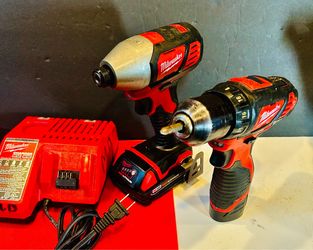Milwaukee M 18 IMPACT w/ 2.0 AH, M12 Drill w/ Battery. Charger,