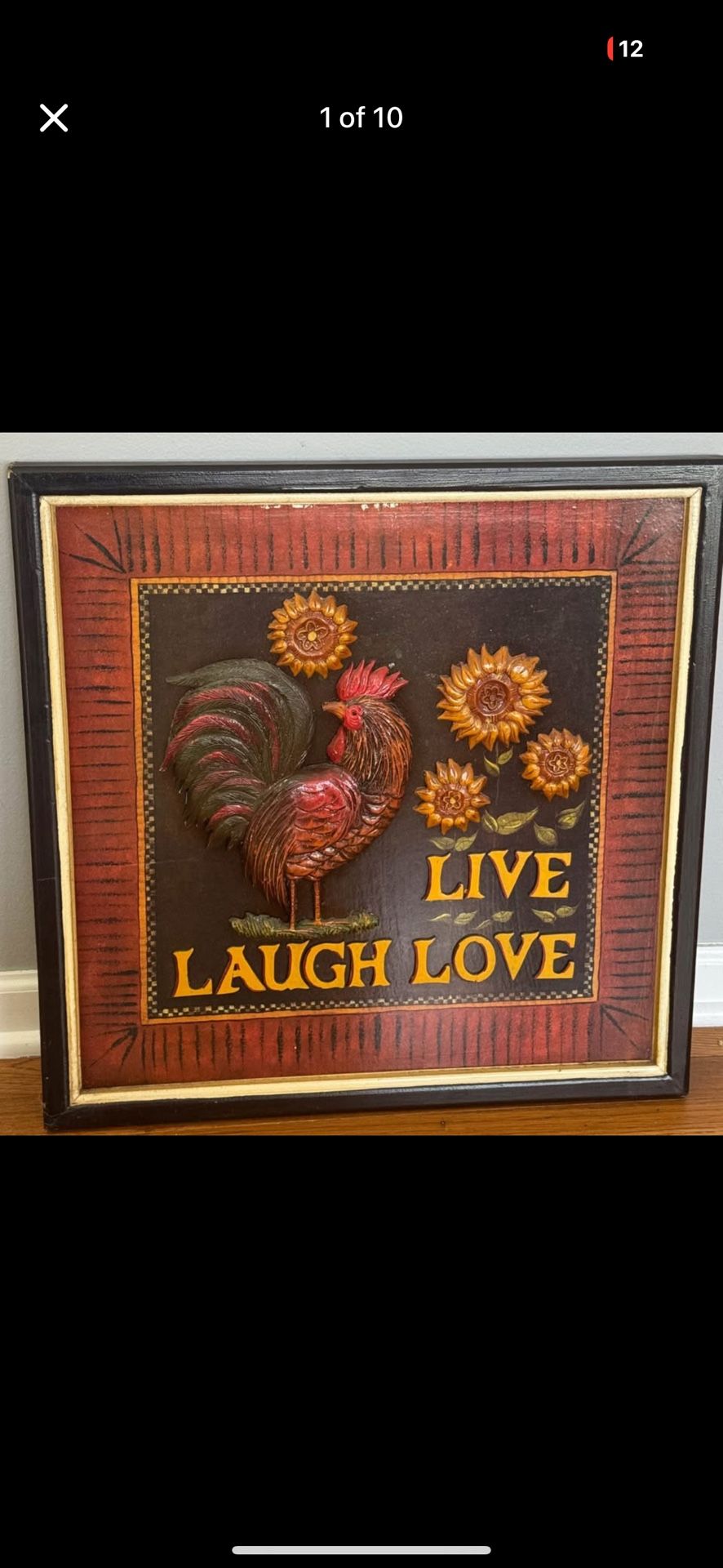 Rooster “Live Laugh Love” 3D Wall Art