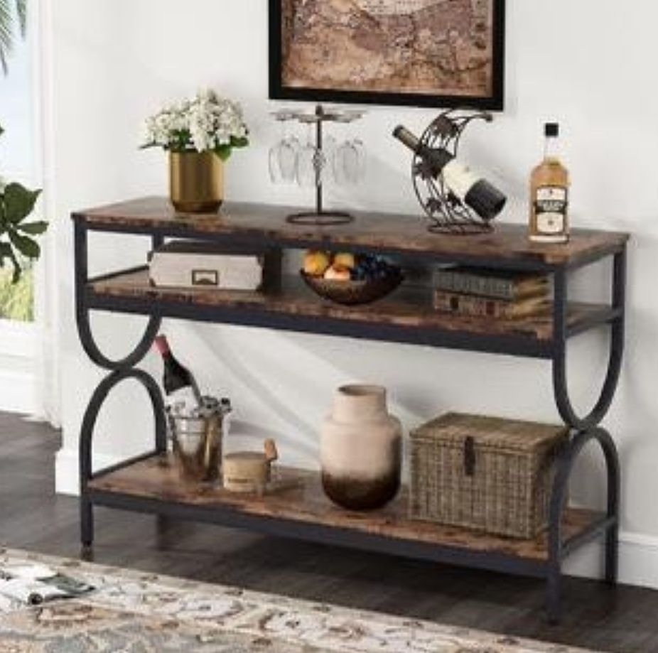 Tribesigns 3-Tier Console Table, 55 Inch Sofa Table With Open Storage Shelves Brand New Still in the Box (A840)