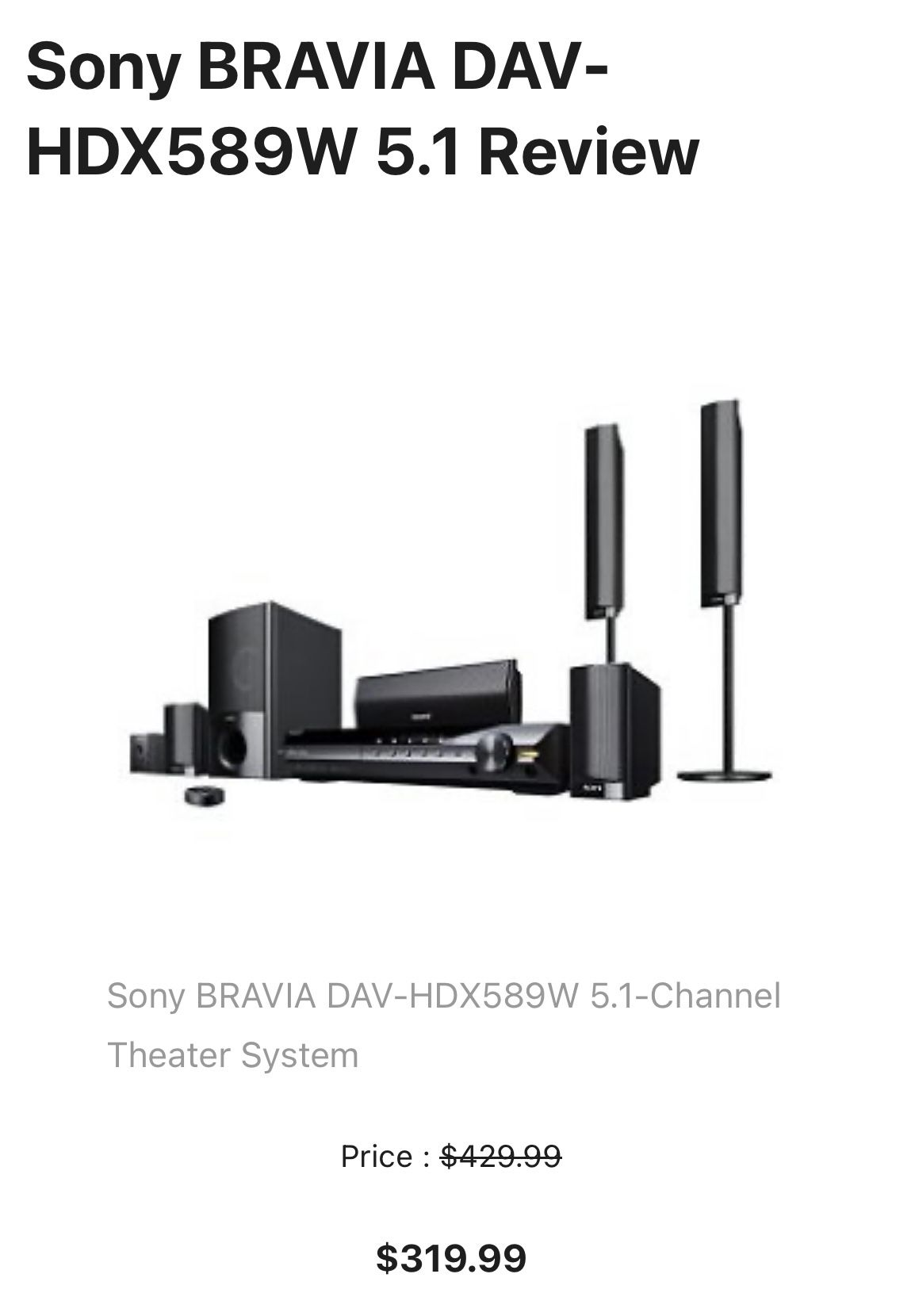 Sony Home Surround Sound & 5 Disc DVD/CD System