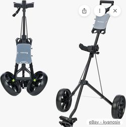 Lightweight 2 Wheel Folding Golf Push Cart Compact Golf Trolley Black Adjustable Handle