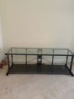Glass and Metal TV Stand with 3 Shelves