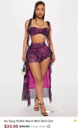 So Sexy Ruffle Mesh Mini Skirt Set
