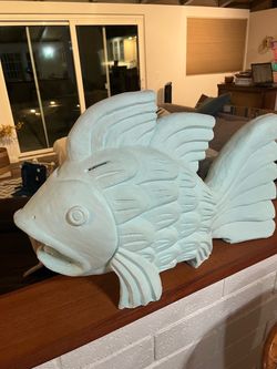 Large Light Blue Fish Sculpture