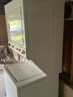 White Stacked Washer and Dryer Unit