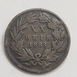 1883 Portugal 20 Reis Antique Coin