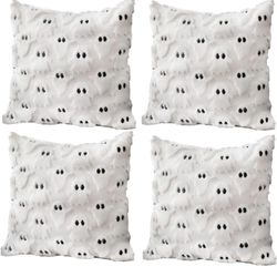4 Pcs Halloween Throw Pillow Covers 18x18, Soft Faux Fur Pillow Cases Decorations
