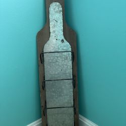 Wood and Metal Hanging Wine Bottle Holder  32” x 8”  