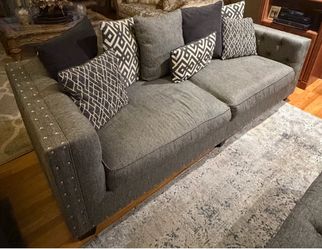 Charcoal Gray Sofa, Oversized Chair & Ottoman Set – Excellent Condition